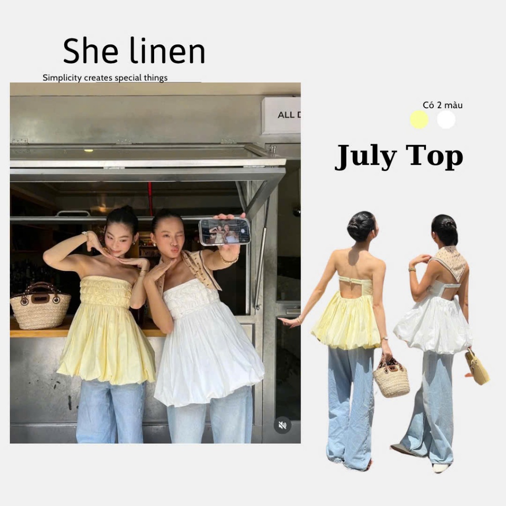 JULY TOP - Freesize She Linen Strapless Pleated Strapless Top