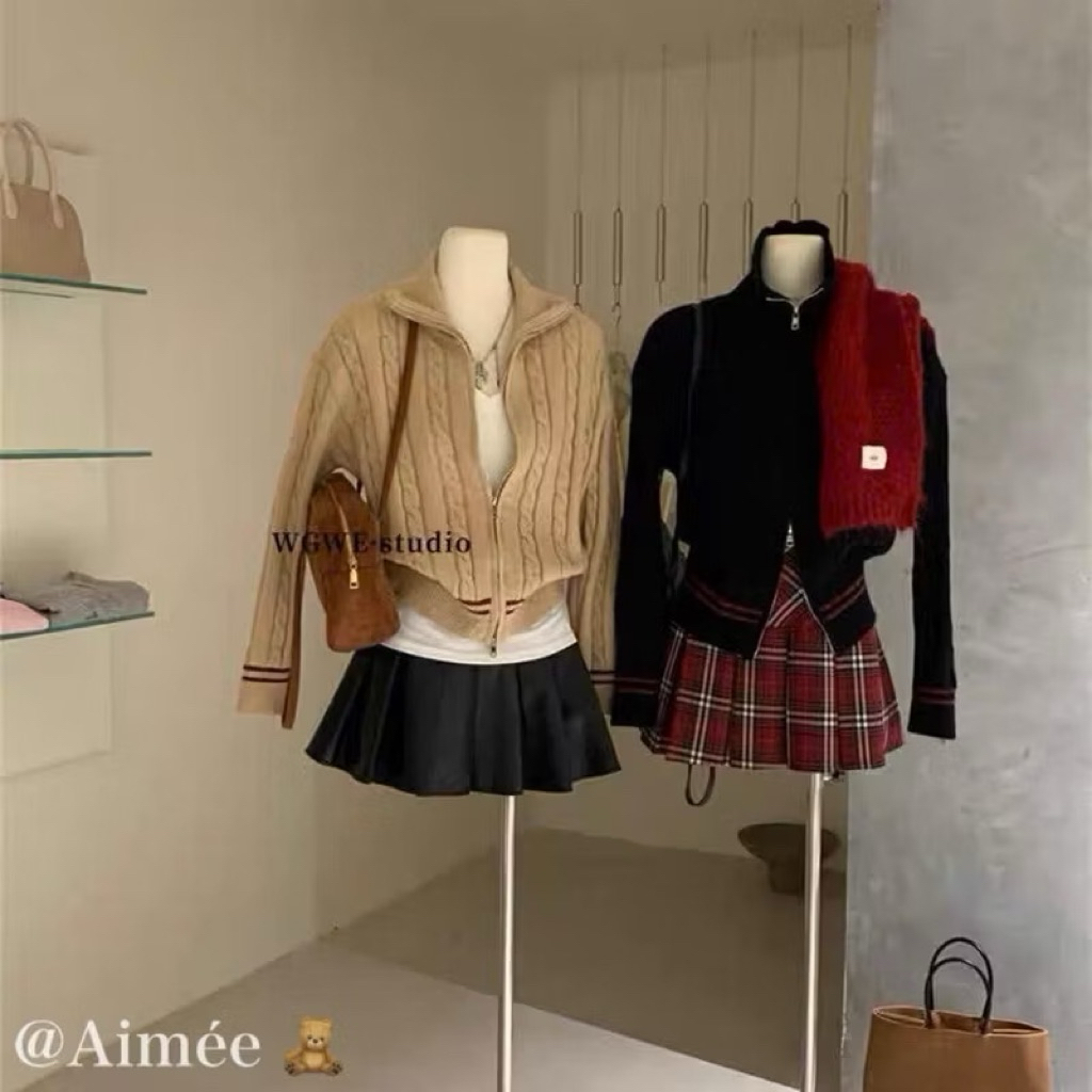 @Ssu.Studio//WGWE [AVAILABLE] เสื้อสเวตเตอร์รัดรูปสีดํา WGWE ROPE ของแท้