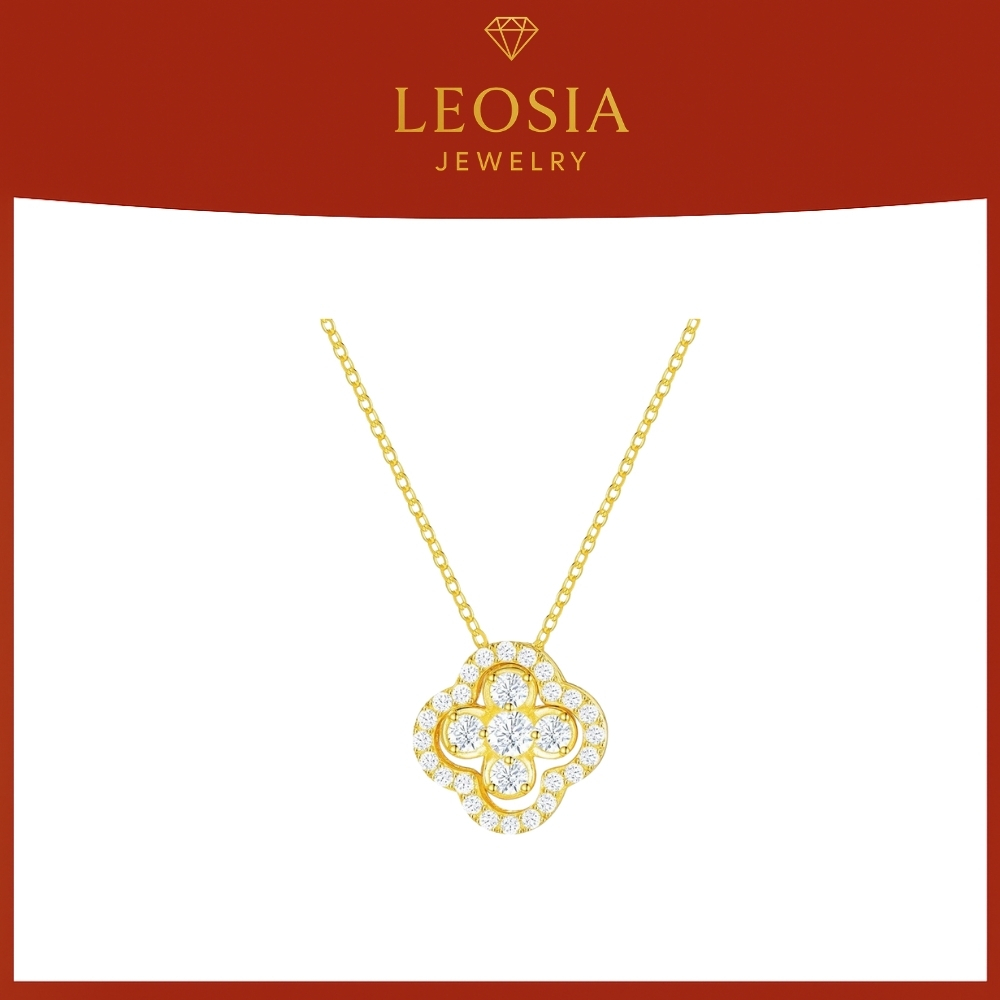 LEOSIA JEWELRY LSA02 สร้อยคอโคลเวอร์สี่ใบชุบทองดีไซน์หรูหราไฮโซ