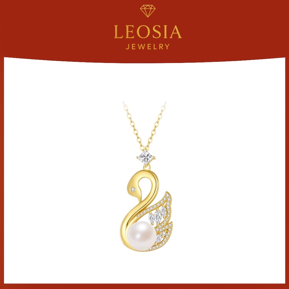 LEOSIA JEWELRY LSA06 สร้อยคอผู้หญิงเคลือบทองระดับไฮเอนด์ หงส์อ่อนโยนและหรูหรา