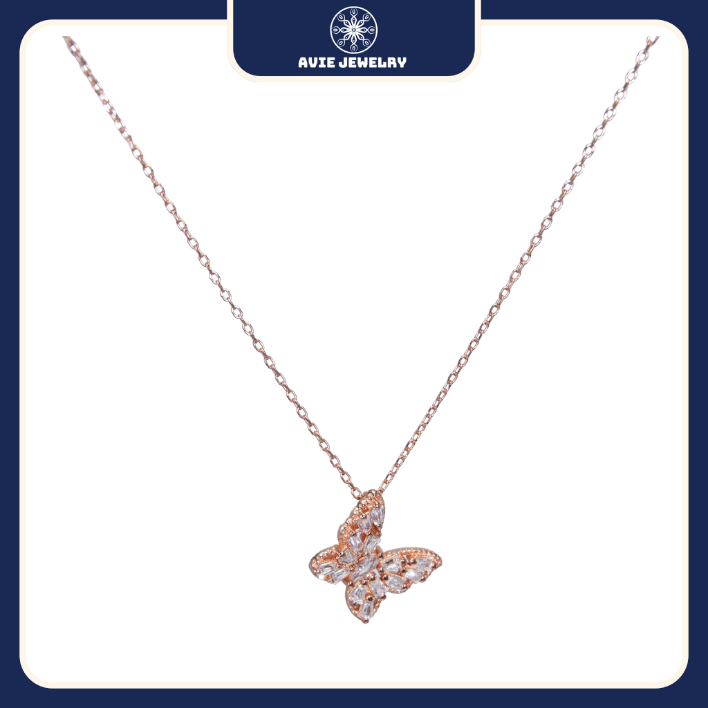 สร้อยคอเงิน S925 ของผู้หญิงชุบสีโรสโกลด์ด้วยหินคุณภาพสูงและการออกแบบชุบทองกุหลาบประณีต AVIE JEWELRY 
