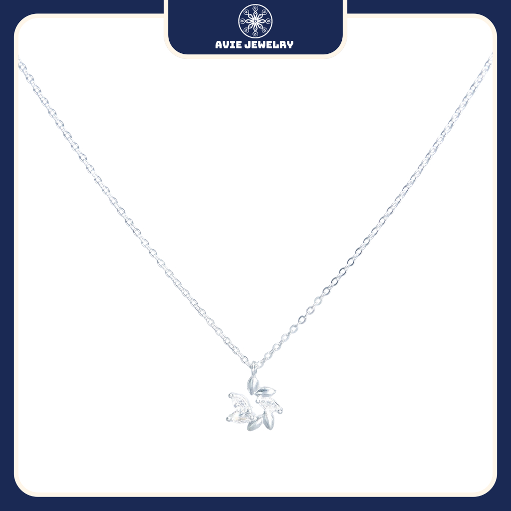 S925 สร้อยคอเงินผู้หญิงหรูหราและ Noble จี้ลอเรลประกาย AVIE เครื่องประดับ MDE-0158