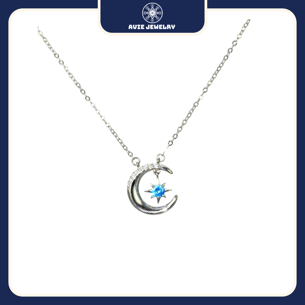 สร้อยคอเงิน S925 ของผู้หญิงแสงจันทร์ลึกลับ Moon Hope Star คุณภาพสูง AVIE เครื่องประดับ MDE-0110