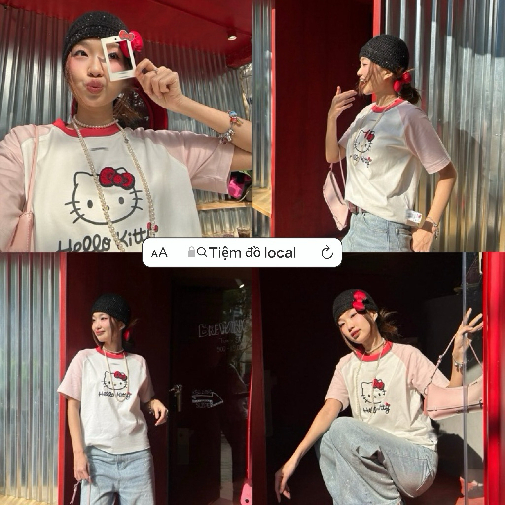 เสื้อยืด Kitty แขนปัก Ruffled (ของใหม่ห่อ)