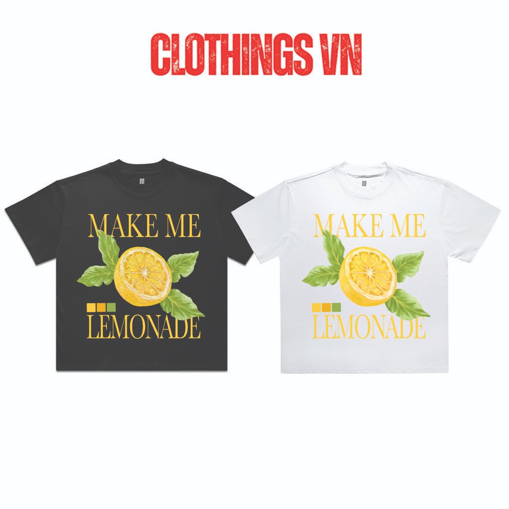 (รุ่นใหม่) เสื้อยืด Tropical Lemonade Boxy ผ้าฝ้ายหนา 100% - เสื้อผ้า VN