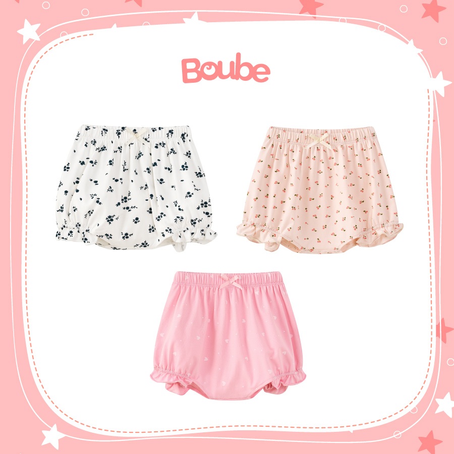 กางเกงขาสั้นผ้าระบายลายน่ารักสําหรับเด็กแรกเกิดสาวโบubeผ้าคอตตอนเย็น