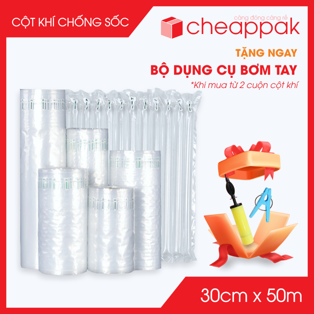 CCK03 - 30 ซม. x 50 ม. - ม้วนคอลัมน์อากาศป้องกันการกระแทก, ฟองอากาศ, ที่นอนลมสําหรับบรรจุสินค้าเปราะ
