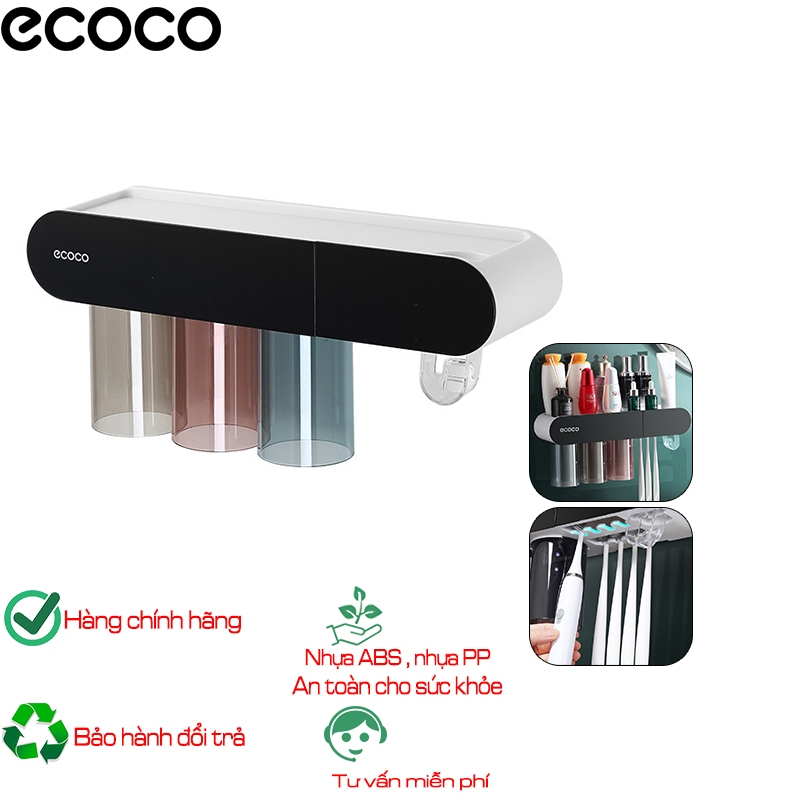 Ecoco ที่ใส่แปรงสีฟันและเครื่องจ่ายยาสีฟัน E21-E2122-E2123 ติดตั้งสติ๊กเกอร์ติดผนังพร้อมแผ่นกาวแข็งแ