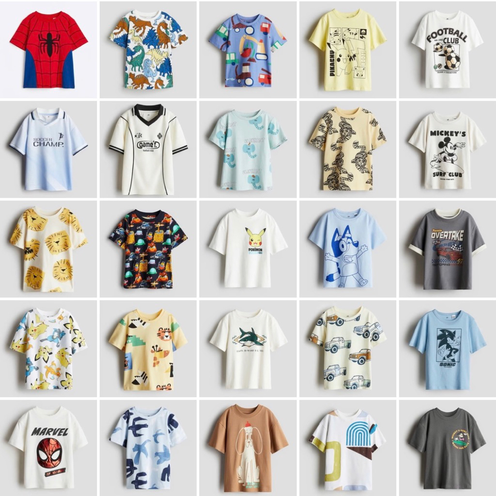 เสื้อยืด/เสื้อยืด H&M สําหรับเด็กผู้ชาย ผ้าคอตตอน 18M-10Y (ลิงค์ 1)