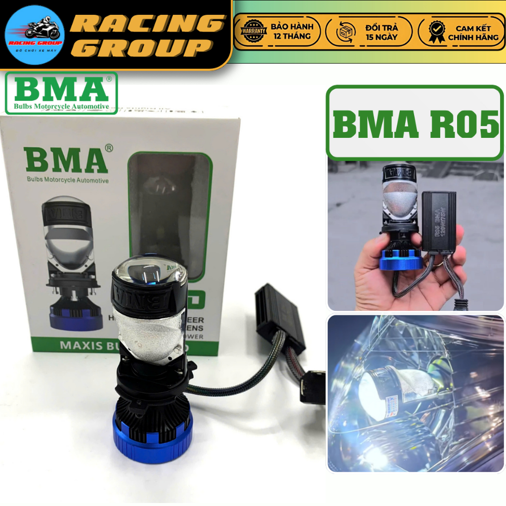 BMA R05 ไฟหน้า LED ทรงกลม Bi-S, H4 Pin, ความจุ 120W, แกนชิป LED 24 ดวง, ไฟกว้าง - 1 ปี