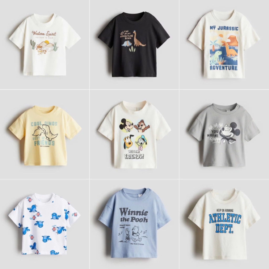 เสื้อยืด/เสื้อยืด H&M สําหรับเด็กผู้ชาย ผ้าคอตตอน 6M-4Y (ลิงค์ 1)