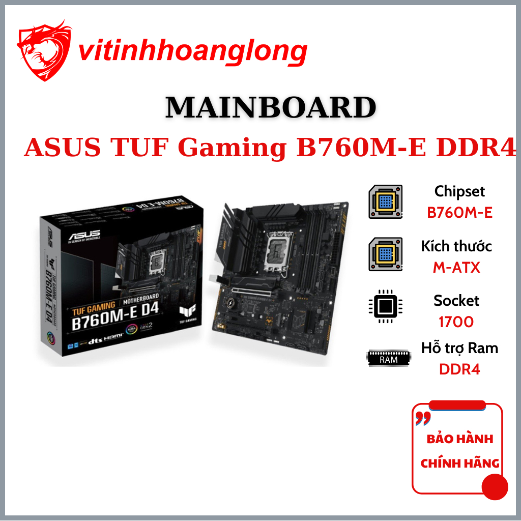 Asus TUF Gaming B760M-E DDR4 เมนบอร์ด - 36 เดือน
