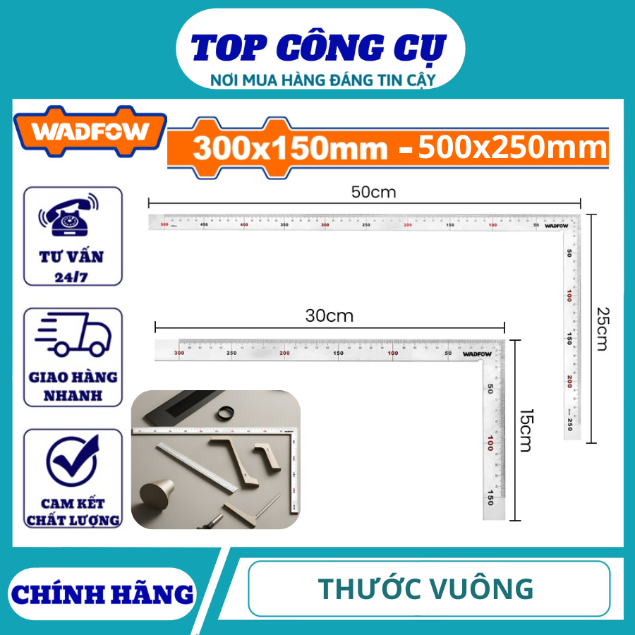 WADFOW CRAFTS ไม้บรรทัดสี่เหลี่ยม 300mmx150mm WSR4330 / 500mmx150mm WSR4350