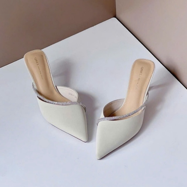 (35-40)รองเท้าส้นสูงกํามะหยี่นุ่มๆ 5&7p พร้อมสายเพชรวิบวับ Em Xinh Store_ รหัส N05