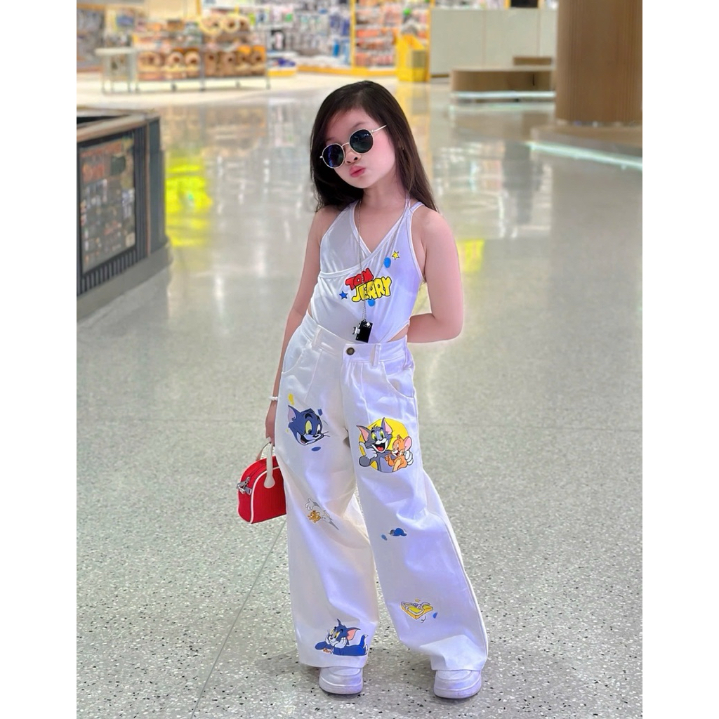 (DESIGNER) TB57 Tom Jerry บอดี้สูท Set กางเกงสีกากี 7-40kg