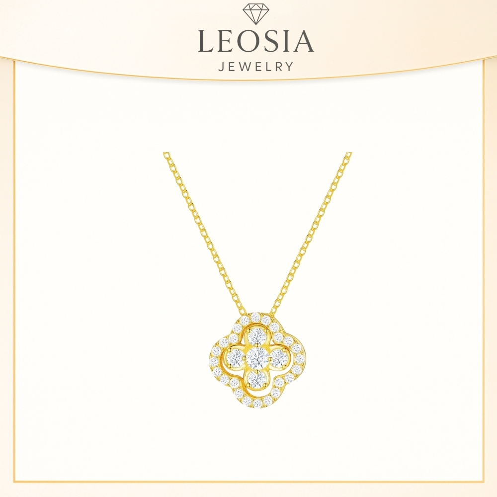 LEOSIA JEWELRY LSA02 สร้อยคอโคลเวอร์สี่แฉกชุบทองพร้อมดีไซน์หรูหราและหรูหรา