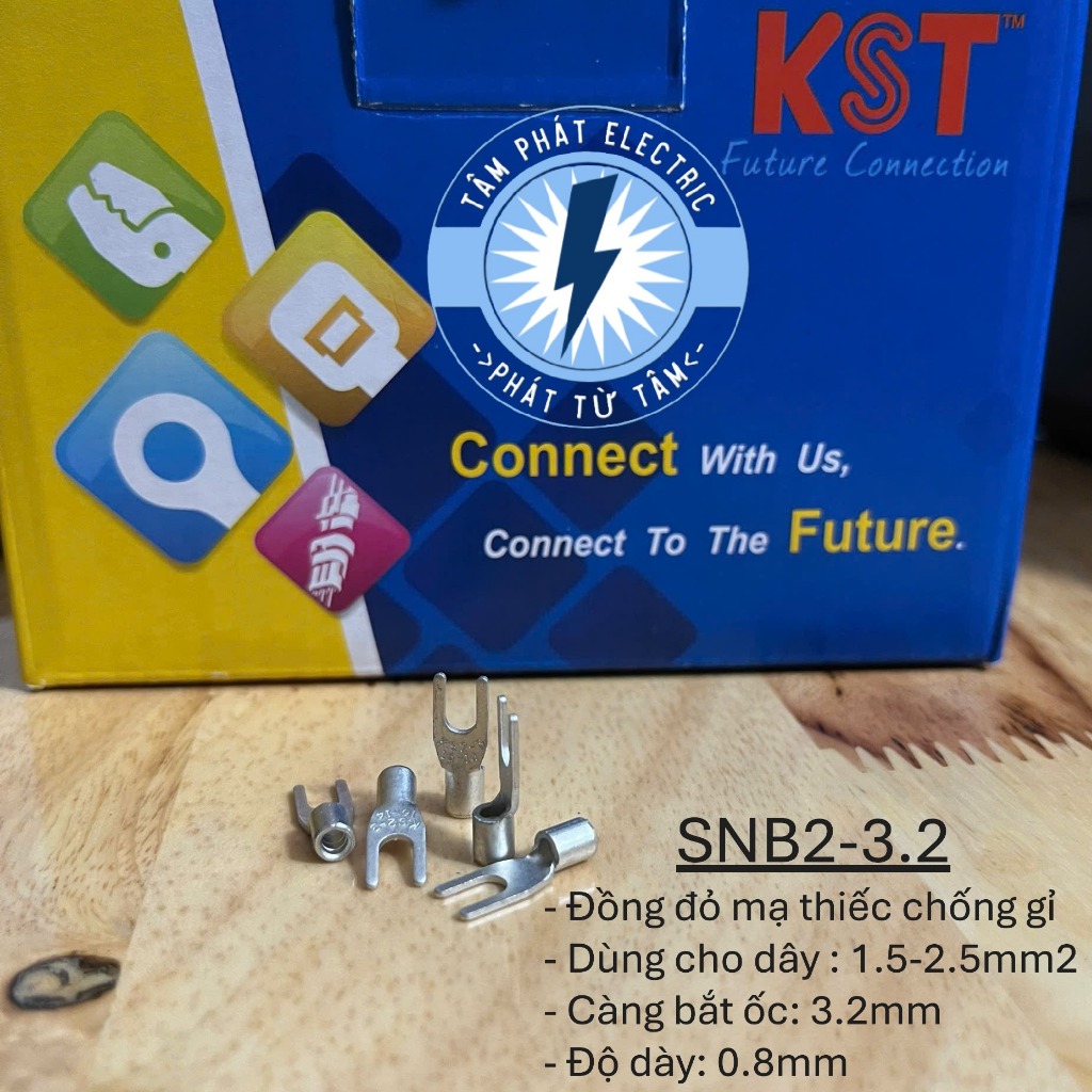 หัวคอสรูปตัว Y เปลือย SNB2-3.2 KST | สําหรับสายไฟ 1.5-2.5มม2 | Cos ทองแดงดีบุกคุณภาพสูง