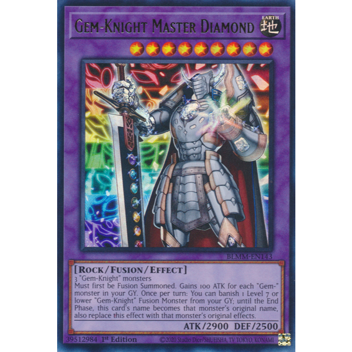 [KW2 Yugioh] [EN-US] [Nice Art] Gem-Knight Master Diamond Card - BLMM-EN143 - Ultra Rare 1st Edition
