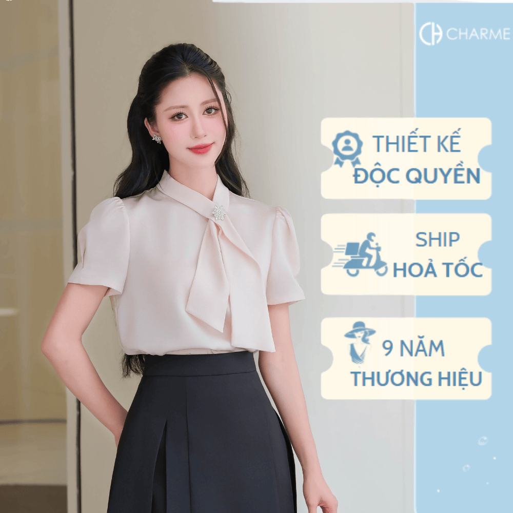 Charme Store เสื้อเชิ้ตผ้าไหมแขนกุดฤดูร้อนพร้อมปกภาเล่ 401020