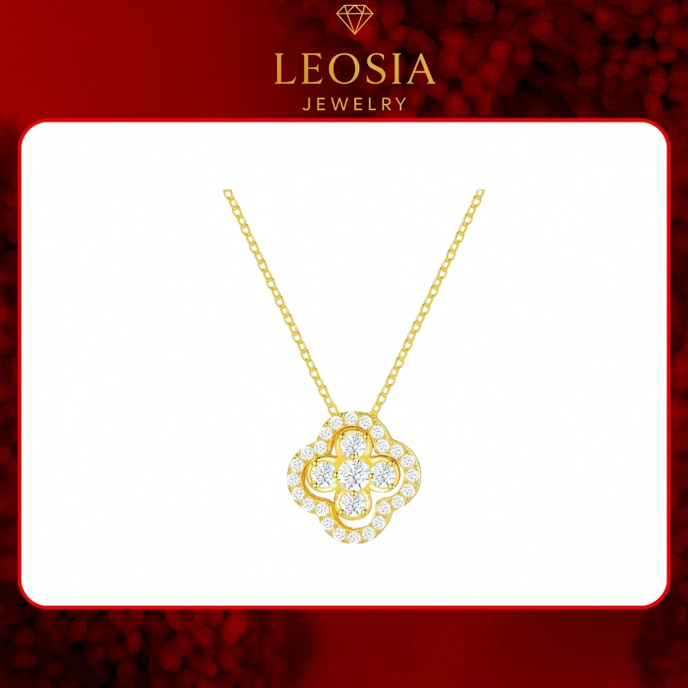 LEOSIA JEWELRY LSA02 สร้อยคอโคลเวอร์สี่ใบชุบทองดีไซน์หรูหราไฮโซ