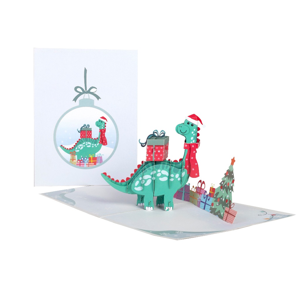 X39 - การ์ดป๊อปอัป 3 มิติคริสต์มาส – การ์ดไดโนคริสต์มาส