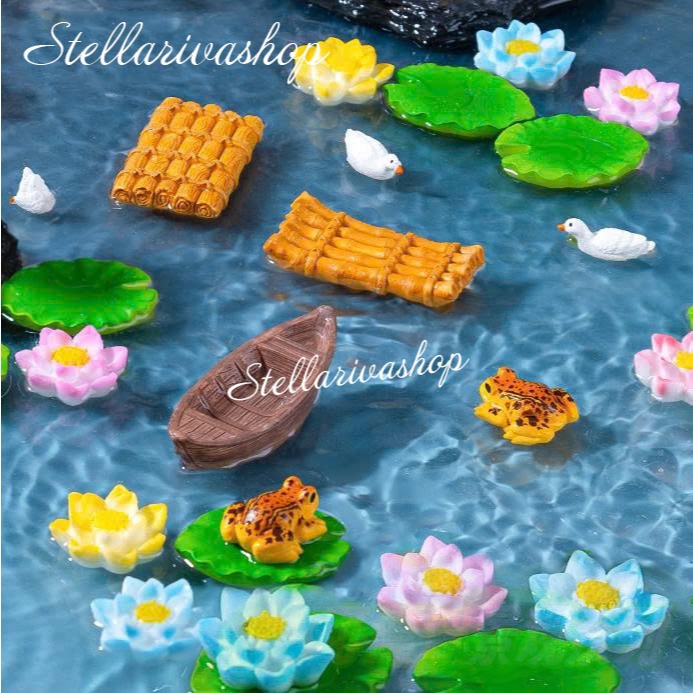 ของจิ๋ว - ดอกบัว ใบบัว กบเขียว ปลาทอง หลายรุ่น สําหรับตกแต่งขวด ไม้อวบน้ํา/โมเดลตกแต่ง