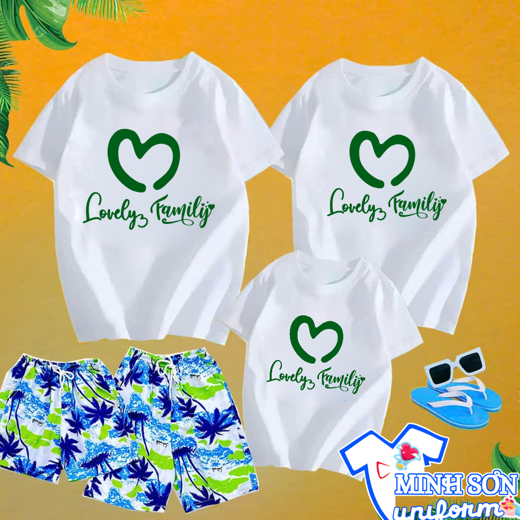 ️ VIDEO FAMILY SET SHIRT+BEACH PANTS 3/4/5 PERSONS, BEACH UNIFORM SET สําหรับผู้ชาย, ผู้หญิง, CHILDR