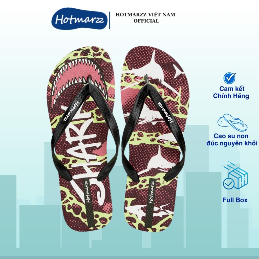 Hotmarzz VN [ภาพจริง] Hotmarzz Baby Shark Sandals HM8057 ยางขึ้นรูปแข็ง