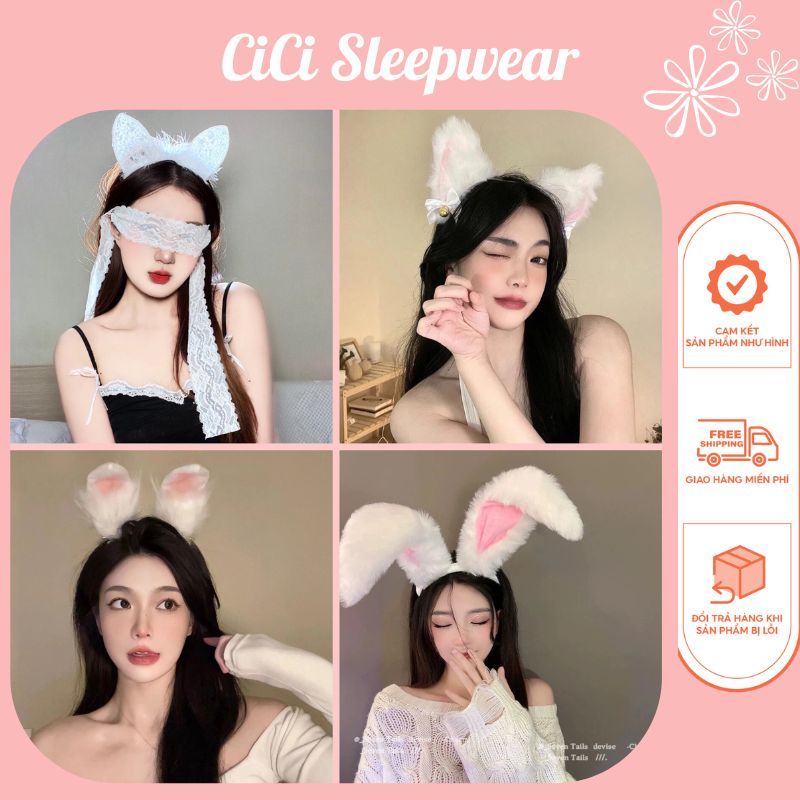 หูแมวสังเคราะห์หูกระต่าย กิ๊บแม่บ้านจิ้งจอก - อุปกรณ์ถ่ายภาพ - ชุดคอสเพลย์ CPK65 CICI SLEEPWEAR