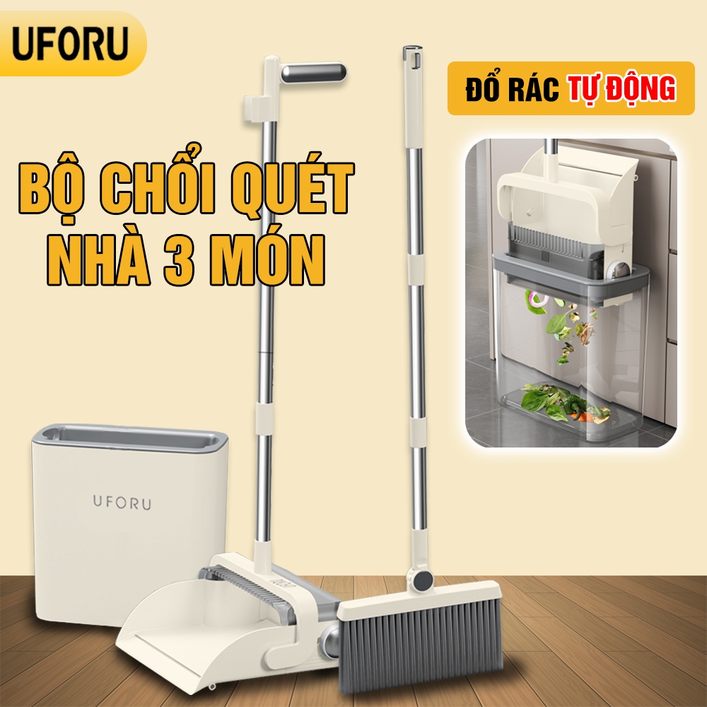 UFORU ที่โกยผงและที่โกยผงอัตโนมัติอัจฉริยะพร้อมถัง 3-in-1 และที่ตักขยะทําจากพลาสติก ABS คุณภาพสูง - 