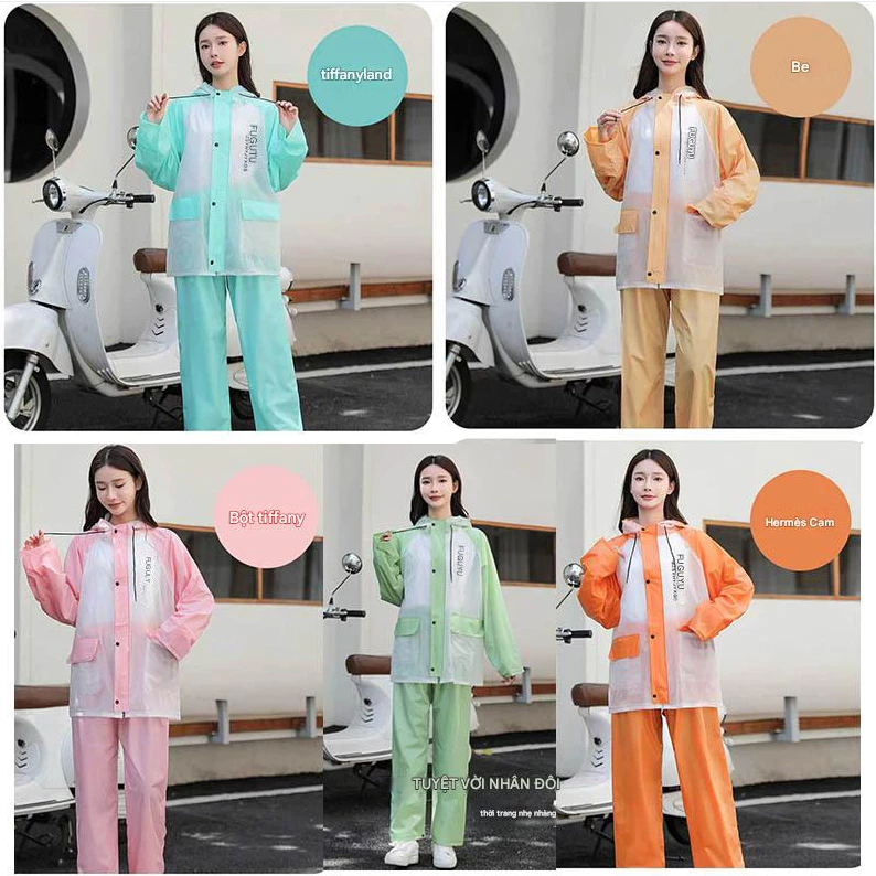 ชุดกันฝนผู้หญิง แขนยาว สีบล็อก thumbnail 10
