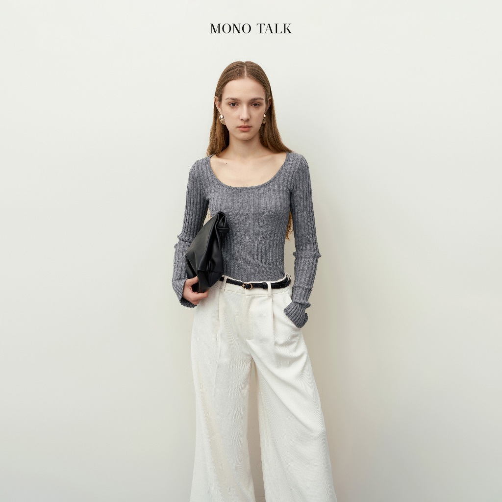 MONO TALK เสื้อสเวตเตอร์ขนกระต่าย 100% คอกลมจั๊ม MCS23W-T30004TK