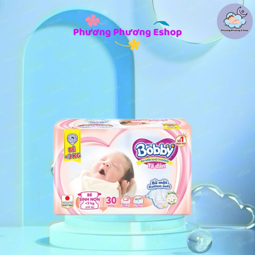 Bobby 3S ผ้าอ้อมสําหรับทารกก่อนกําหนดภายใต้ 3กก. NB30
