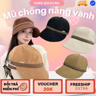 Mũ Vải Nhung Chống Nắng Có Nút Cài Khẩu Trang | Mũ Ngư Dân Vành Rộng Dễ Thương Dành Cho Đi Biển, Dã Ngoại, Chạy Bộ