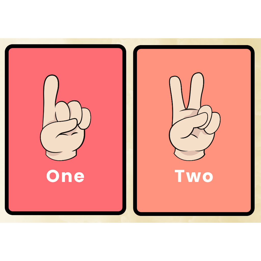 10 NUMBER และ FINGER Flashcards - วัสดุนับ - วัสดุการเรียนรู้ของนักเรียน - วัสดุการเรียนรู้สําหรับเด