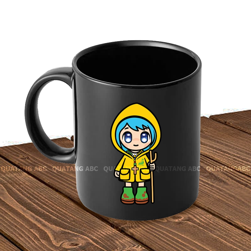 ถ้วยเซรามิกสีดําเต็มรูปแบบพร้อม LUCE รูปตัวละครมาสคอตสัญลักษณ์ปีนักบุญของขวัญคาทอลิก LFM-LUCE