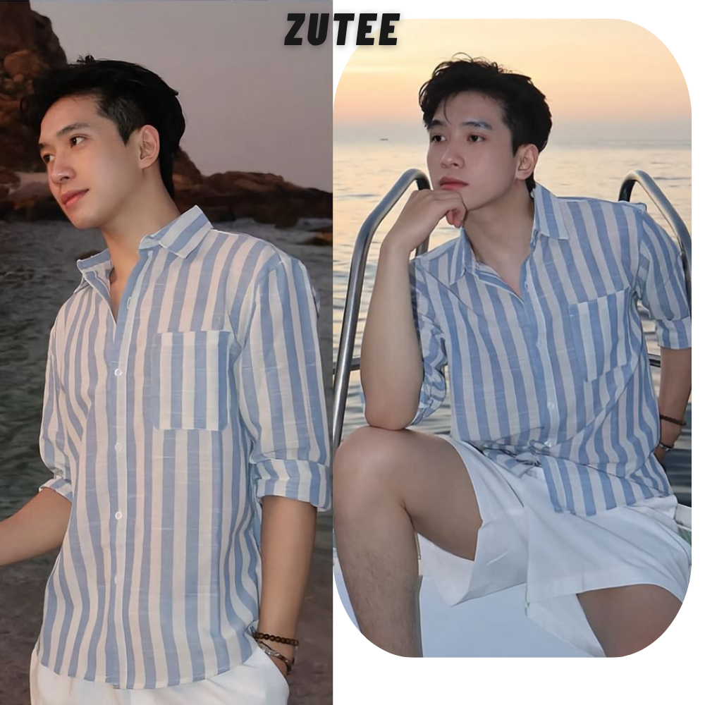 เสื้อเชิ้ตลายสก๊อตผ้าลินินพรีเมี่ยมหลวม Format มีกระเป๋า เสื้อโอเวอร์ไซส์ ZOTEE