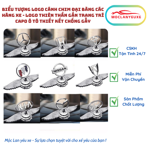 สัญลักษณ์โลโก้ Eagle Wing ของแบรนด์รถ - โลโก้ Angel ติดตั้งสําหรับตกแต่งฝากระโปรงรถดีไซน์ Anti-Break