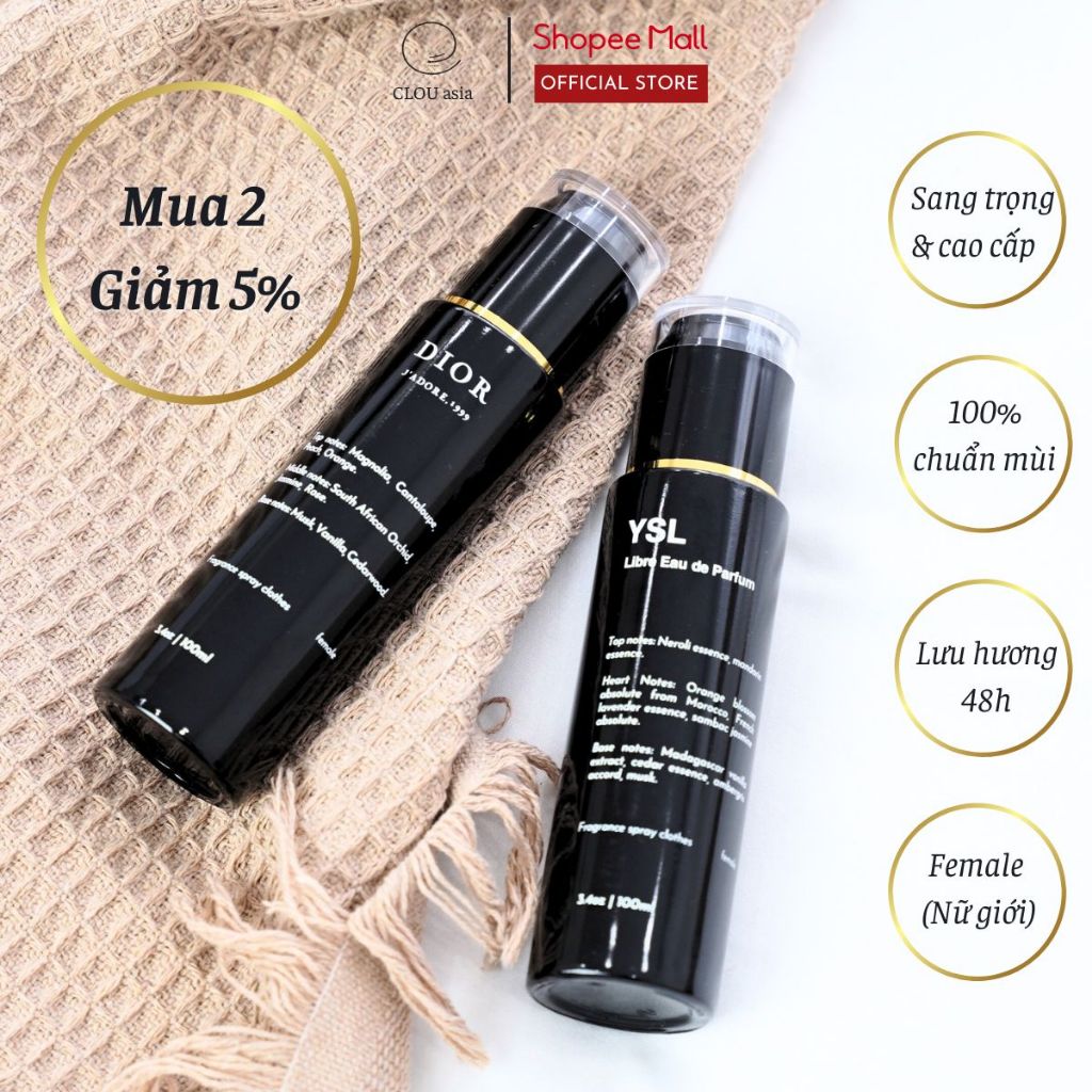 สเปรย์น้ําหอมเสื้อผ้าสตรีระดับไฮเอนด์พร้อมกลิ่น Jadore Libre Eau de Parfum 100ml | คลาวด์ เอเชีย