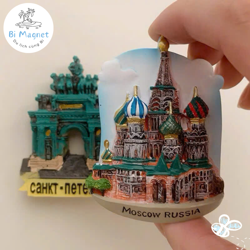 SYNTHESIS] แม่เหล็กเรซินแม่เหล็ก Matxcova Moscow Moscow St.Petersburg Birch Forest ของที่ระลึกรัสเซี