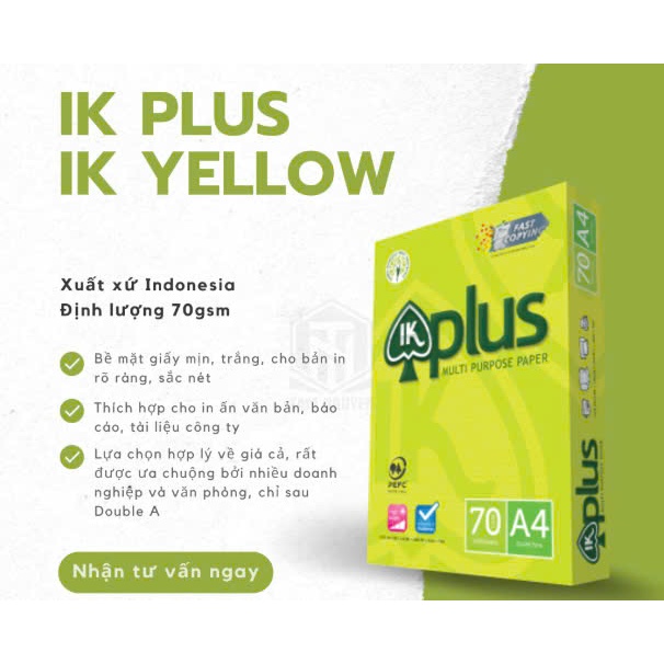 กระดาษ IK PLus A4 DL70gsm (500 แผ่น/แผ่น) - กระดาษพิมพ์ A4