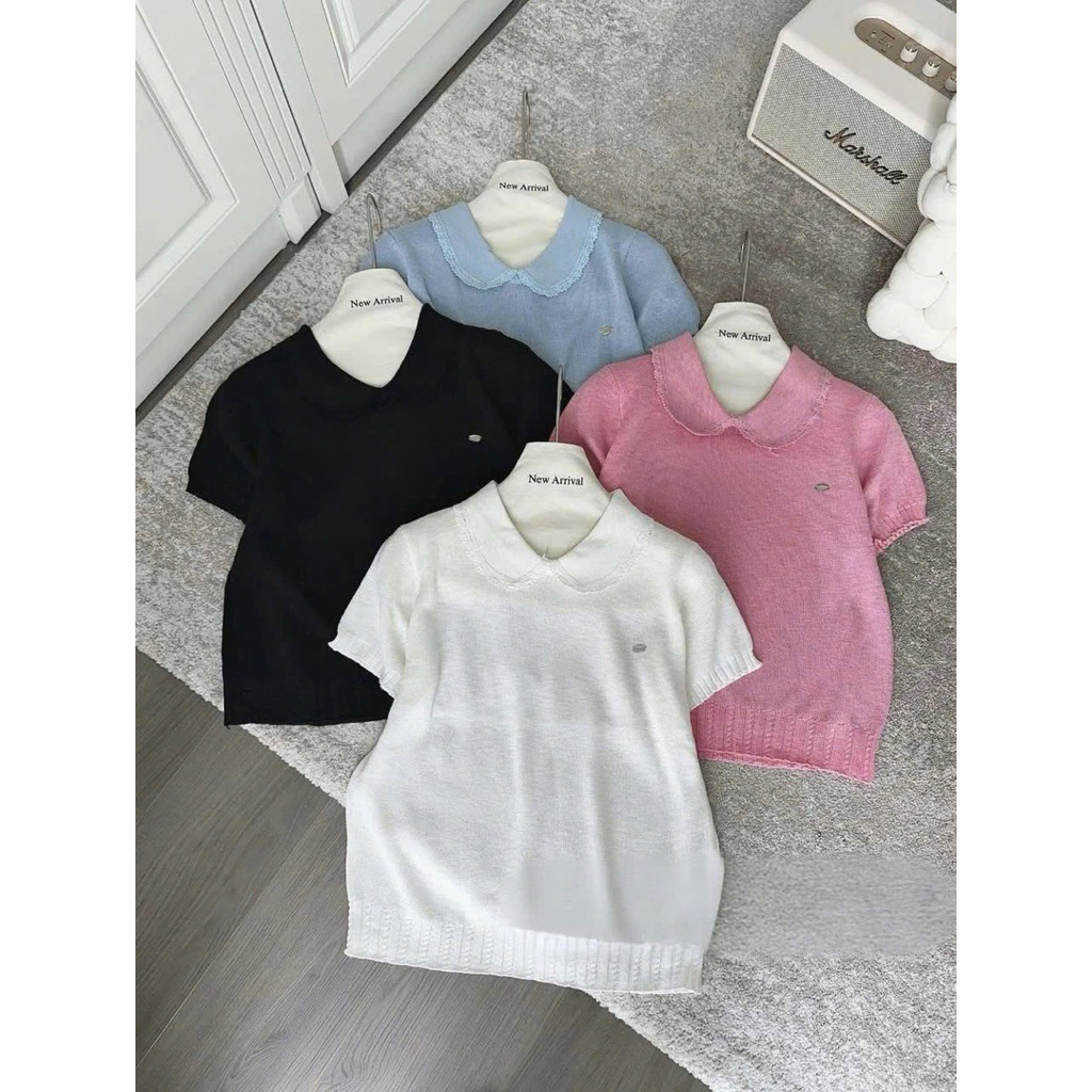 เสื้อกันหนาวคอปกบัว Mtg แต่งลูกไม้ 8539 เหมือนสินค้า QC จริงๆ ฟรีไซส์