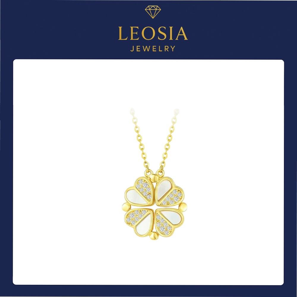 LEOSIA JEWELRY LSA05 สร้อยคอโคลเวอร์สี่ใบเคลือบทองรูปหัวใจเป็นของขวัญวันเกิด