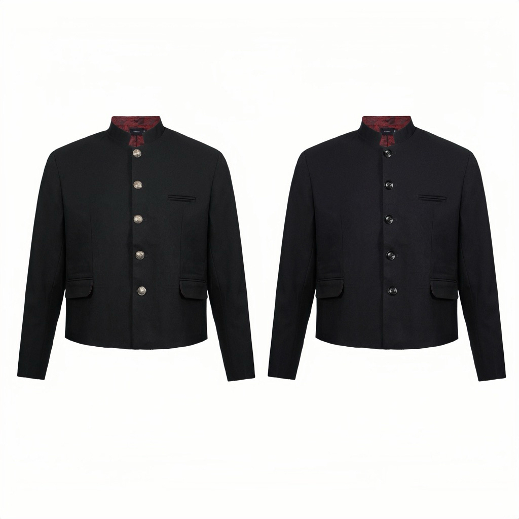 เสื้อแจ็คเก็ตครอปลาย Gakuran Form มีซับในผ้าสีแดง | Wanes Crop Gakuran Jacket