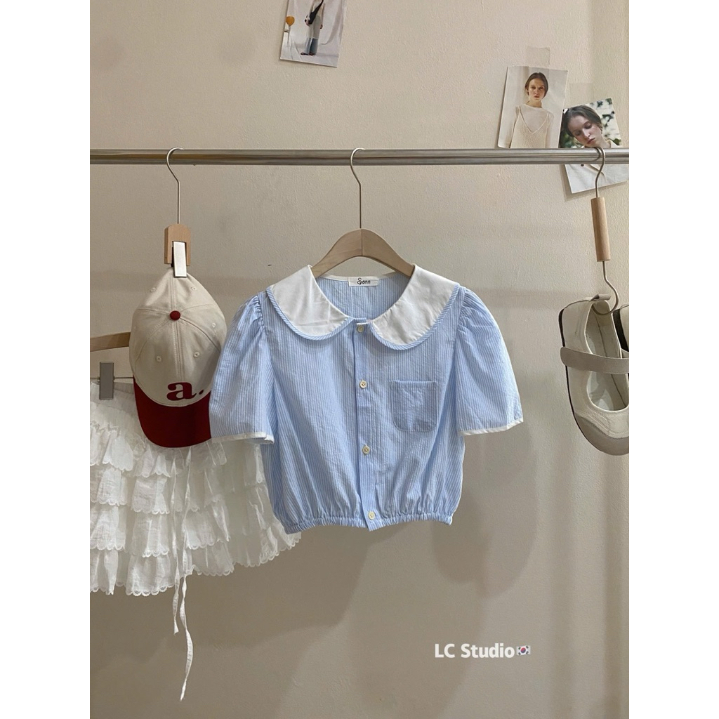 XONXEN PCT เสื้อครอปคอปกบัว รหัส A793