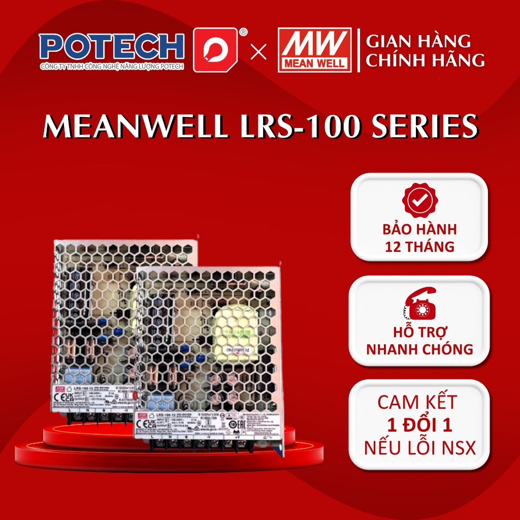 แหล่งจ่ายไฟ MEANWELL LRS-100-3.3, LRS-100-5, LRS-100-12,LRS-100-15, LRS-100-24, LRS-100-36, LRS-100-