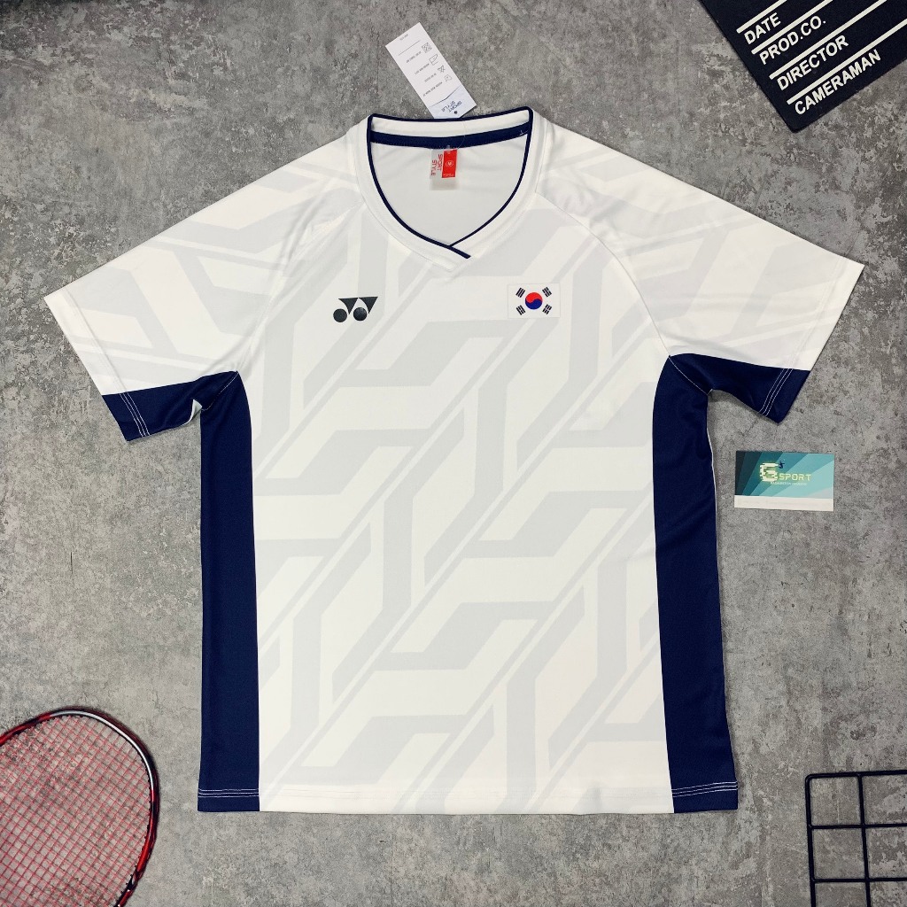 เสื้อแบดมินตัน โยเน็กซ์ สีขาว ทีมเกาหลี ผ้าสําหรับแข่งขัน เย็น