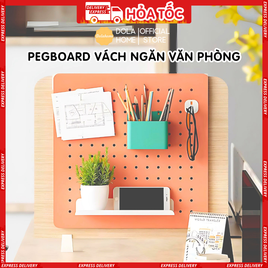 [HCM] Dola Home Pegboard บอร์ดรูสําหรับฉากกั้นสํานักงาน ตะขอหน้าต่าง เจาะผนังด้วย