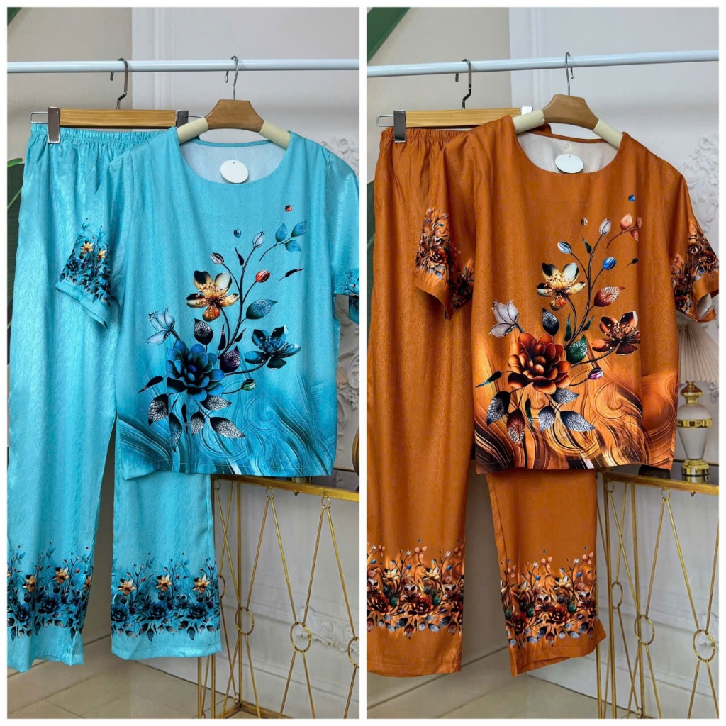 Code G Size 40kg - 75kg ผ้า SILK กางเกงขาตรง PATTERNS CHANGE ACCORDING TO EACH