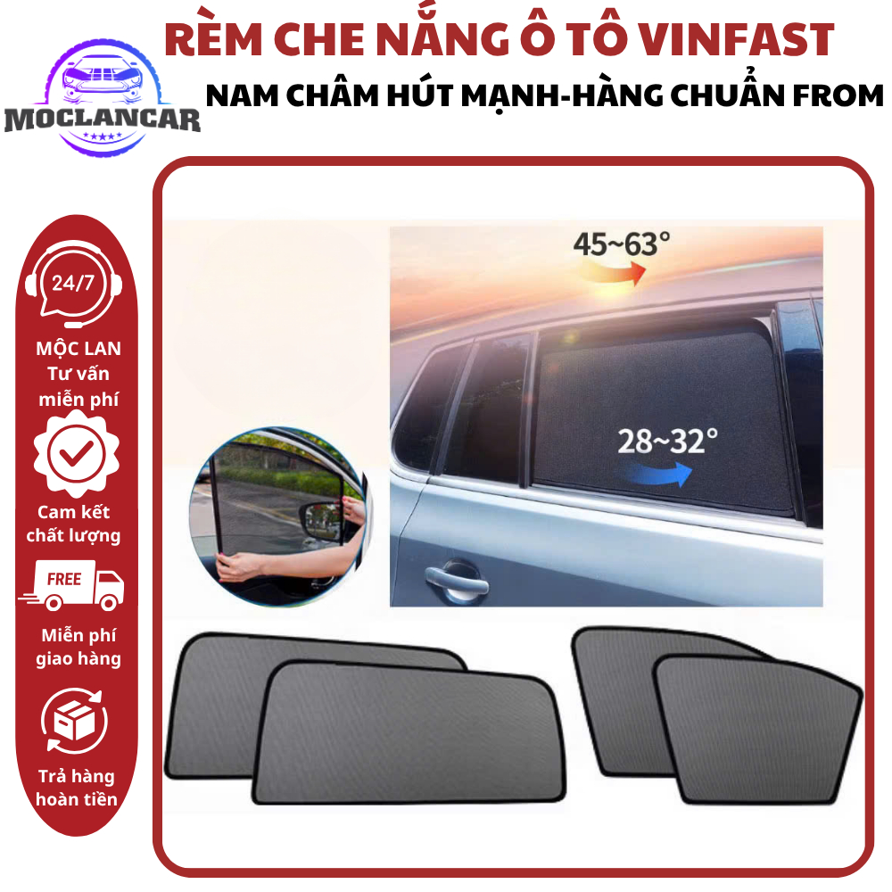Vinfast Limo Green Magnetic Car Sun Shades, VF3, VF5, VF6, VF7, VF8, ... ผ้าม่านหนา แบบมาตรฐาน บังแด